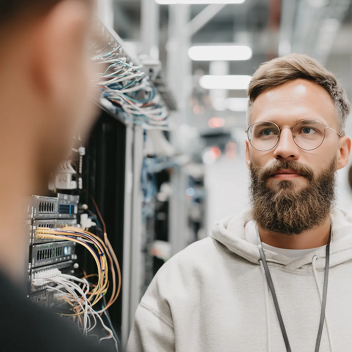 Apx team member in server room